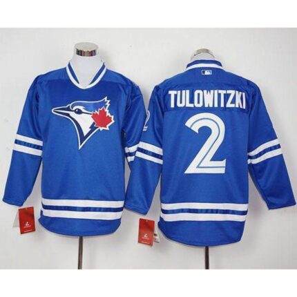 Blue Jays #2 Troy Tulowitzki Blue Long Sleeve Stitched MLB Jersey