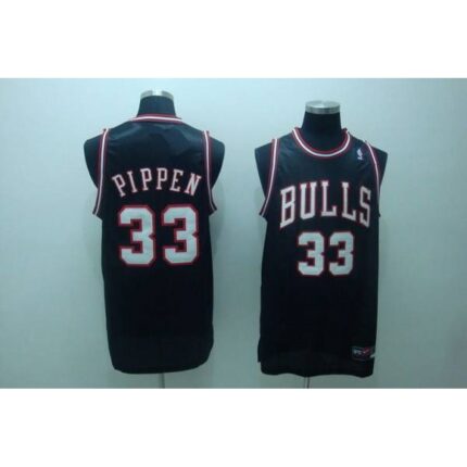 Bulls #33 Scottie Pippen Stitched Black White Number NBA Jersey