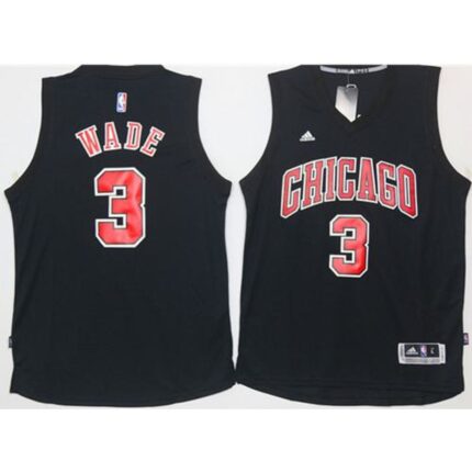 Bulls #3 Dwyane Wade Black Fashion Stitched NBA Jersey
