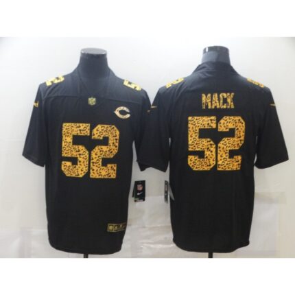 Men's Chicago Bears #52 Khalil Mack 2020 Black Leopard Print Fashion Limited Stitched Jersey