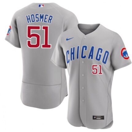 Men's Chicago Cubs #51 Eric Hosmer Grey Flex Base Stitched Baseball Jersey