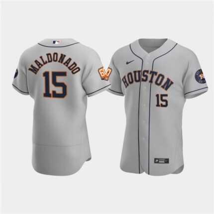 Men's Houston Astros #15 Martin Maldonado Grey 60th Anniversary Flex Base Stitched Baseball Jersey