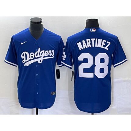 Men's Los Angeles Dodgers #28 J.D. Martinez Blue Cool Base Stitched Baseball Jersey