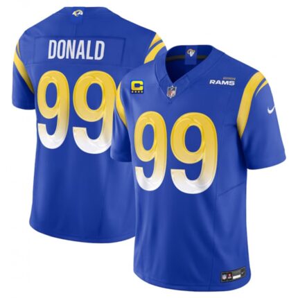 Men's Los Angeles Rams #99 Aaron Donald Blue 2023 F.U.S.E. With  4-Star C Patch Vapor Untouchable Limited Stitched Football Jersey