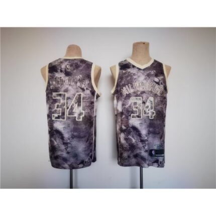 Men's Milwaukee Bucks #34 Giannis Antetokounmpo Purple Stitched Basketball Jersey