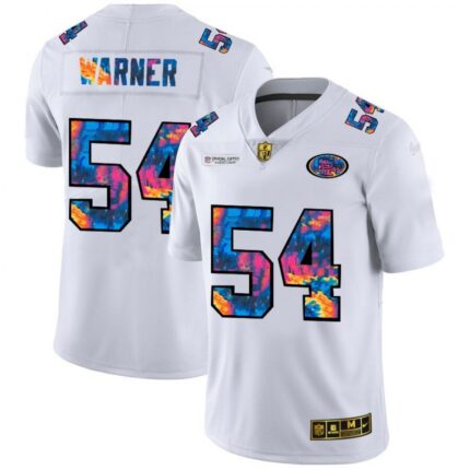 Men's San Francisco 49ers #54 Fred Warner 2020 White Crucial Catch Limited Stitched Jersey