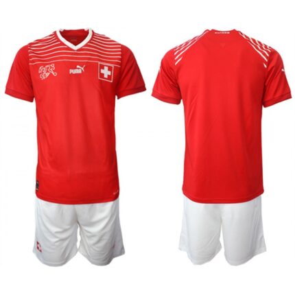 Men's Switzerland Custom Red Home Soccer Jersey Suit