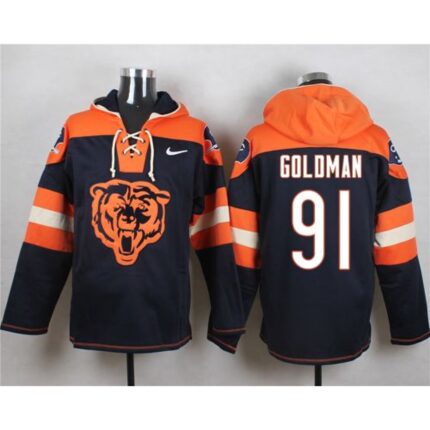 Nike Bears #91 Eddie Goldman Navy Blue Player Pullover NFL Hoodie
