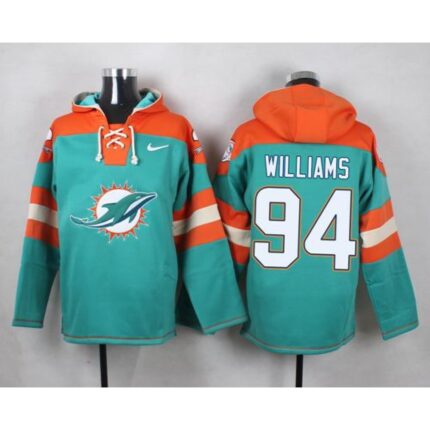 Nike Dolphins #94 Mario Williams Aqua Green Player Pullover NFL Hoodie