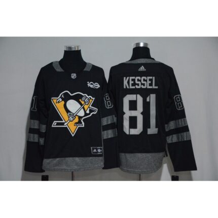 Pittsburgh Penguins #81 Phil Kessel Black Men's 1917-2017 100th  Anniversary   Stitched NHL Jersey