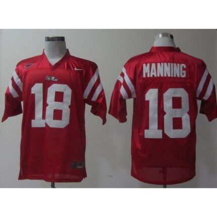 Rebels #18 Archie Manning Red Stitched NCAA Jersey