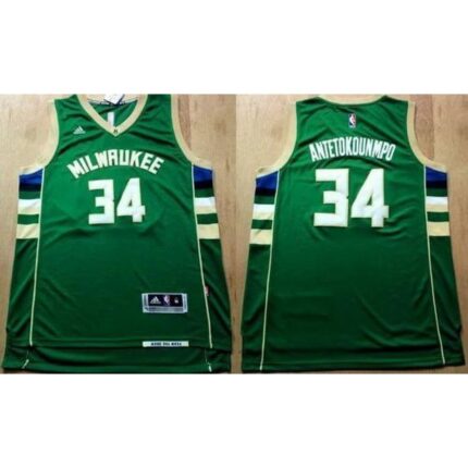 Revolution 30 Bucks #34 Giannis Antetokounmpo Green Stitched NBA Jersey