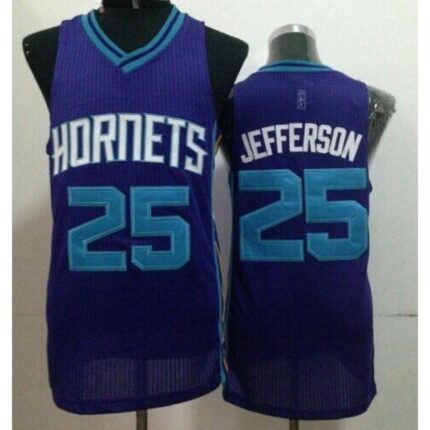 Revolution 30 Hornets #25 Al Jefferson Purple Stitched NBA Jersey