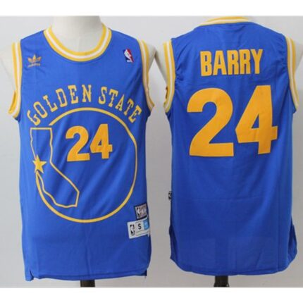 Warriors #24 Rick Barry Blue Throwback Golden State Stitched NBA Jersey