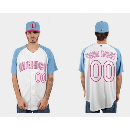 Women's Mexico Baseball ACTIVE PLAYER Custom White Blue 2023 World Baseball Classic Stitched Jersey(Run Small)