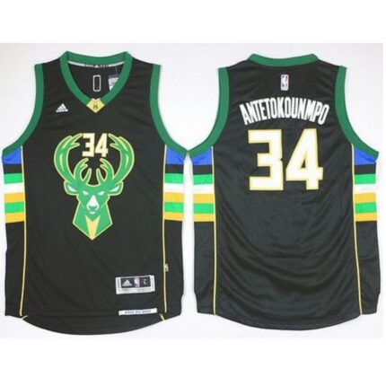Youth Milwaukee Bucks #34 Giannis Antetokounmpo Black Alternate Stitched Basketball Jersey