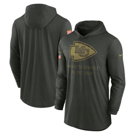 Men's Kansas City Chiefs Nike Forest Green 2025 Salute to Service Sideline Dri-FIT Lightweight Hooded Pullover