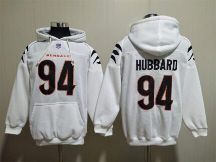 Cincinnati Bengals white Hoodie #94 HUBBARD(with pockets)